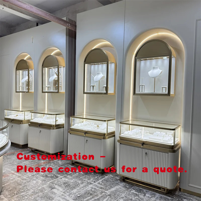 Shop Jewelry & Watches Near Me - Maßgefertigte Moderne Wandmontierte Schmuckvitrinen Integrierter Schmuckausstellungsschrank