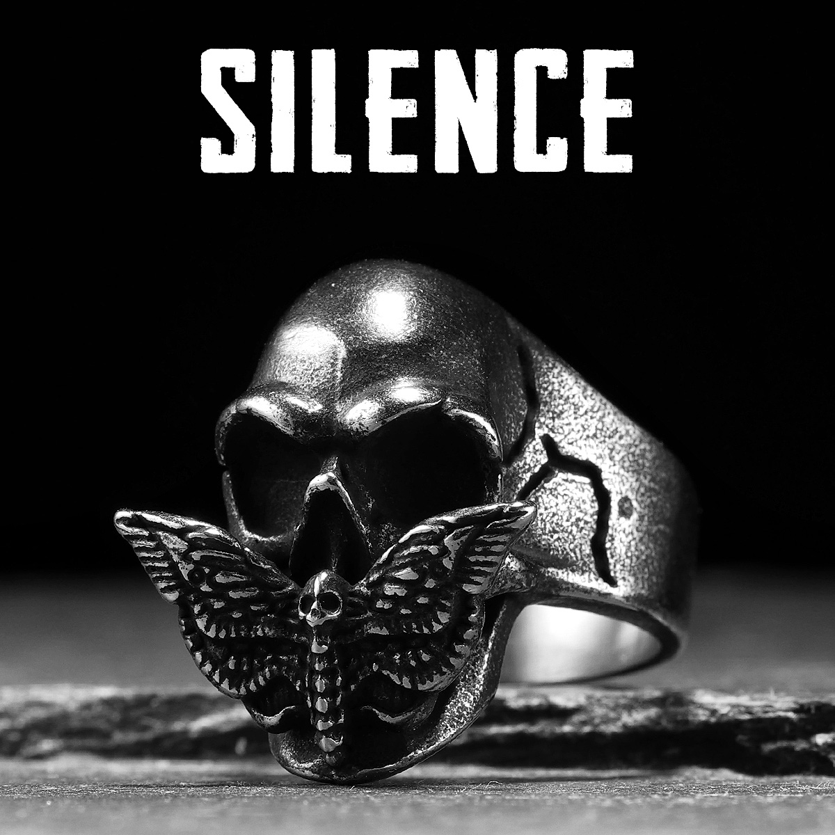 Gothic Skull Ring - Stille Schmetterling Schädel Männer Ringe Edelstahl
