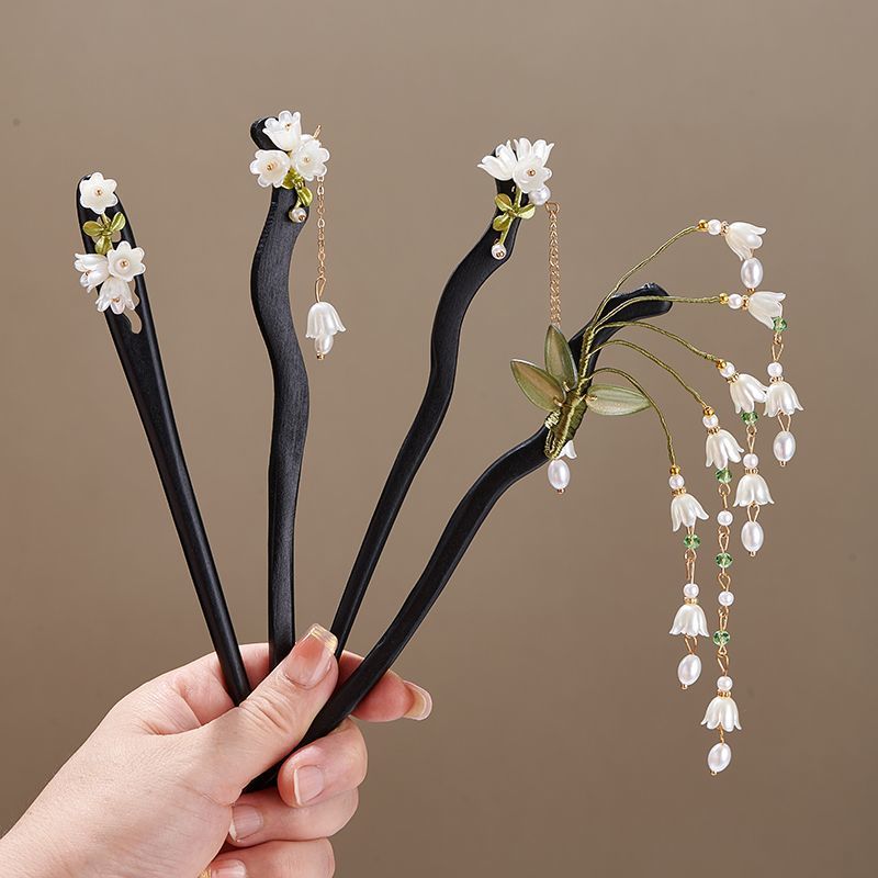 Shop Jewelry & Watches Near Me - Holzblumen-Haarnadel im Vintage-Stil mit Convallaria Majalis