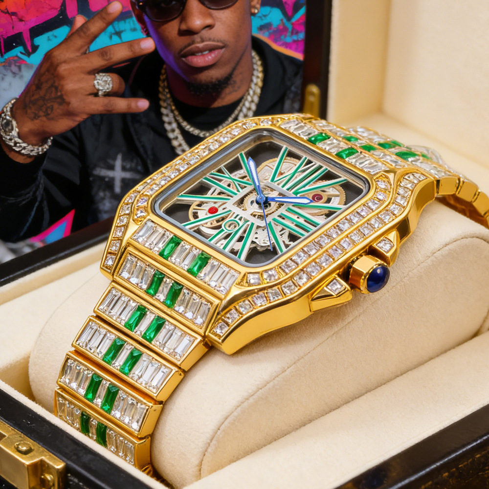 Jewelry Watches Brands - Hohle Luxus-Bling-Quarz-Armbanduhr für Herren, angesagte Mode,