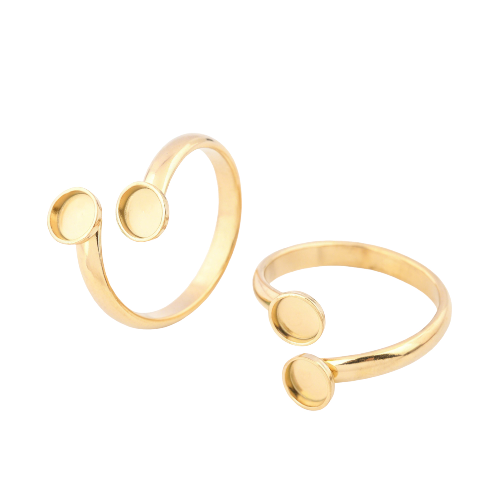 Gold Plated Ring - 10 Stück verstellbare vergoldete Edelstahl-Ringrohlinge mit