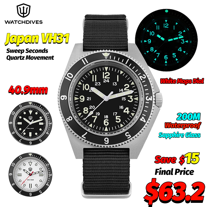 Jewelry And Watches - Watchdives WD1972 Quarzuhr, Saphir, leuchtende Herrenuhren,