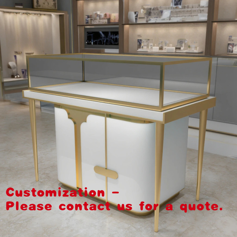 Shop Jewelry & Watches Near Me - Maßgefertigter Luxuriöser Moderner MDF-Holz- und Metall-Schmuckpräsentationsschrank