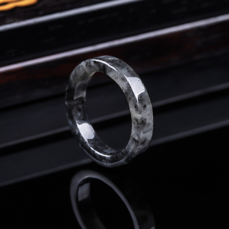 Jewelry & Watches Store - Natürlicher A-Klasse Burmesischer, schwarzer Jadeit-Eisring, Schmuck