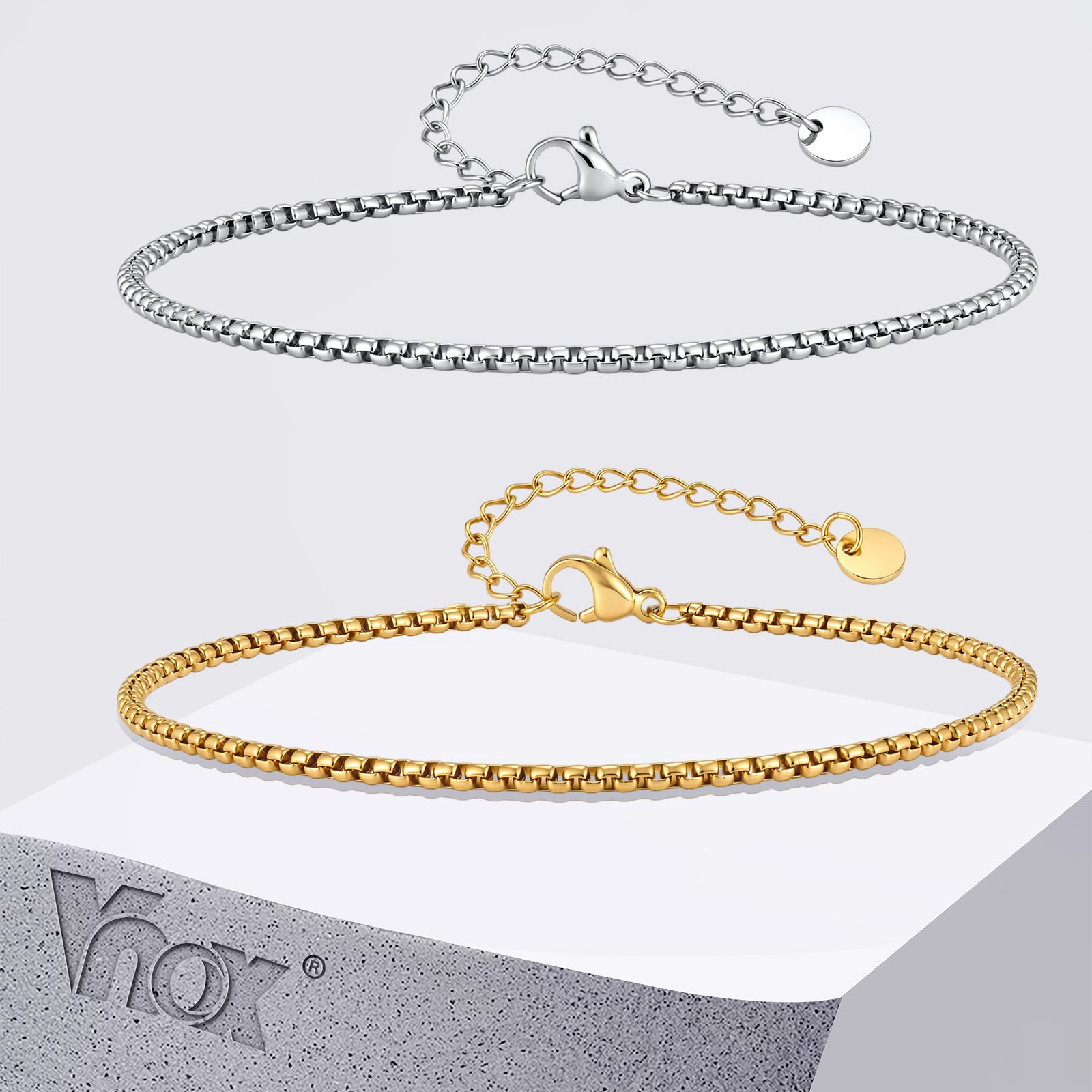 Vnox Edelstahl-Kastenkettengli – Jc Jewelry & Watches Bewertung und Preis