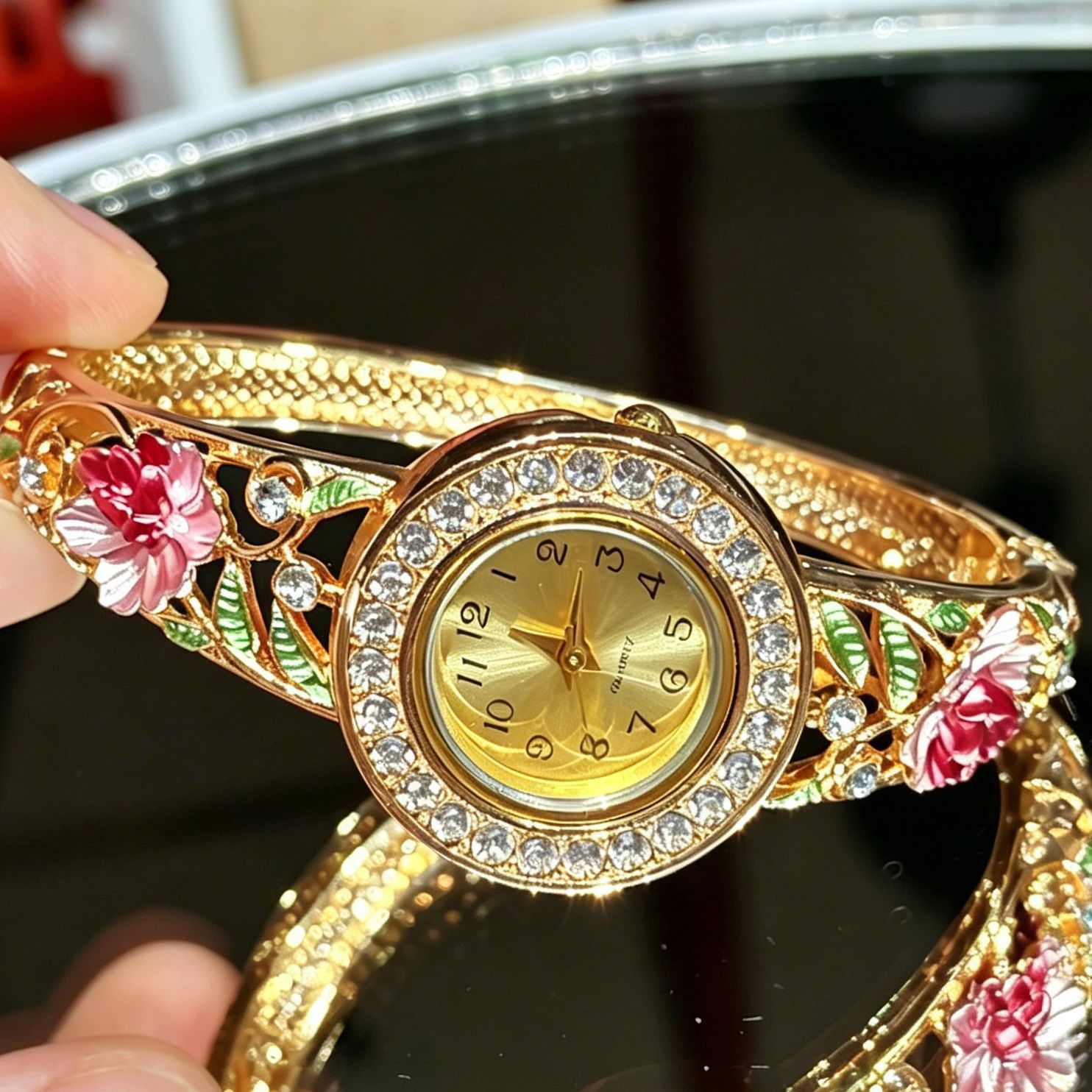 Vintage Gold-Emaille-Blumen-Ar – Vintage Jewelry Watches Women Bewertung und Preis