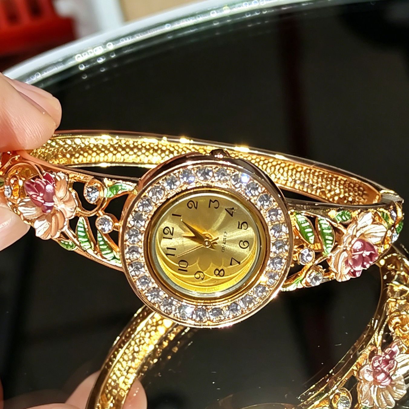 Vintage Gold-Emaille-Blumen-Ar – Vintage Jewelry Watches Women Bewertung und Preis